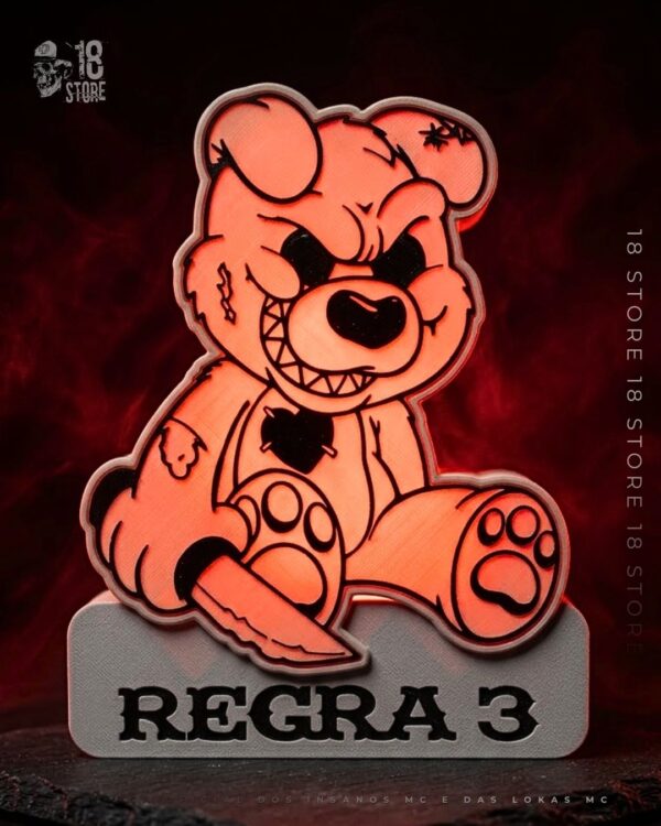 Luminária 3d Urso Regra 3 18x13